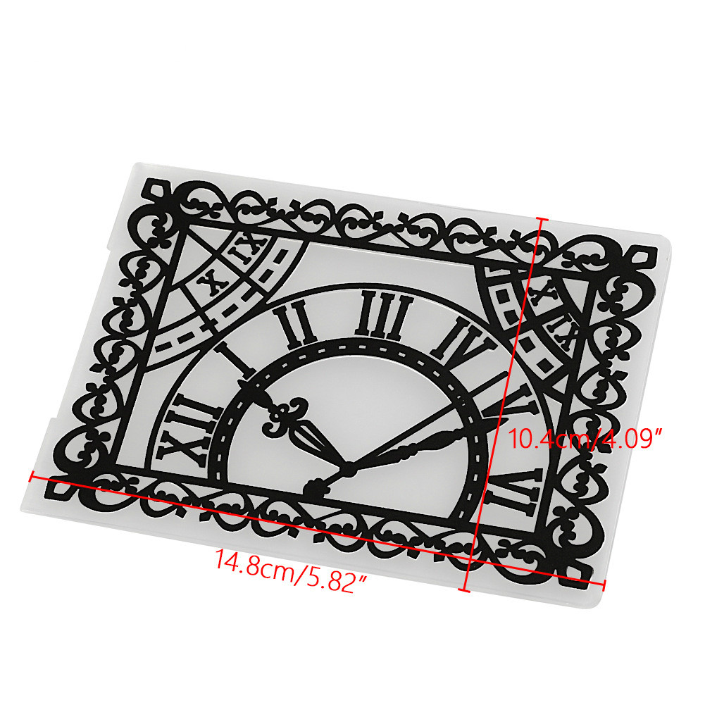Heart Flower Lace Leaves Plastic Embossing Folders Stencils Template for DIY Paper Cards Album Scrapbooking Decoration: clock