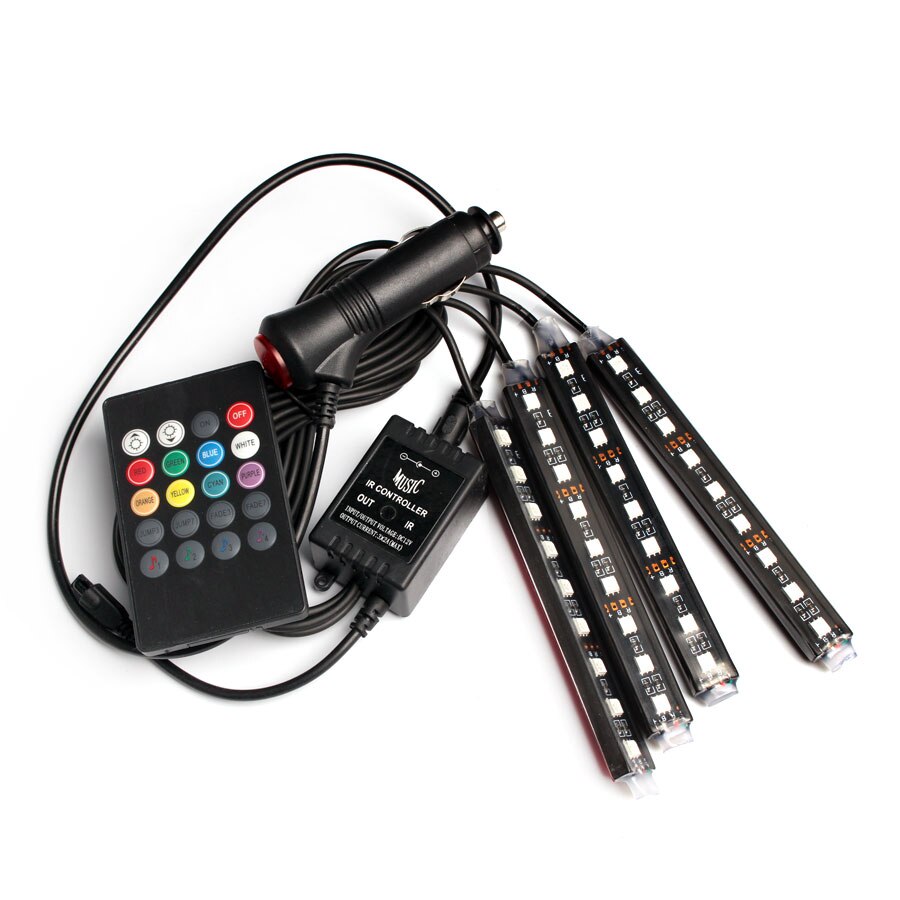 4 Stuks Auto 12 V Led Strip Usb Rgb Licht Tape Pc Auto Rgb Usb 12 V Volt Led Strip muziek Ir App Controller Decoratieve Flexibele Lamp