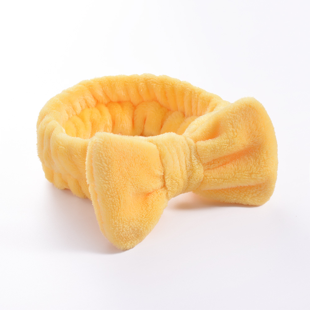 Diademas para el pelo para lavar la cara, diadema con lazo de lana Coral suave y cálida para mujeres y niñas, turbante, accesorios para el cabello de: YELLOW