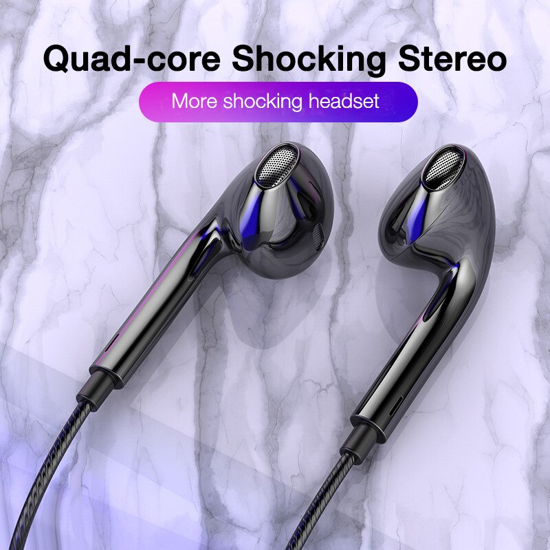 Auriculares intrauditivos con cable para teléfono móvil, con graves audífonos deportivos, estéreo, con micrófono, para música y deporte, 3,5