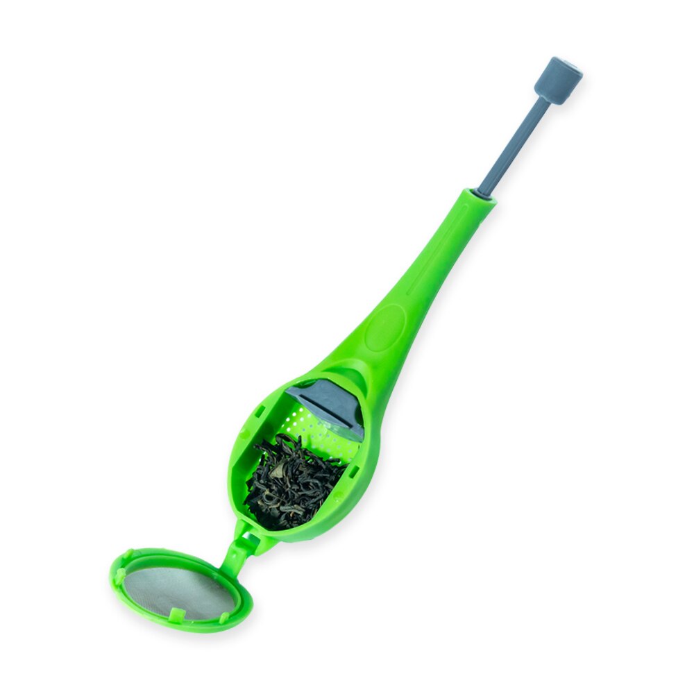 Tea Infuser Strainer Gadgets Plastic Built-in Plunger Intense Flavor Tea Bags Measure Swirl Steep for kitchen: Green