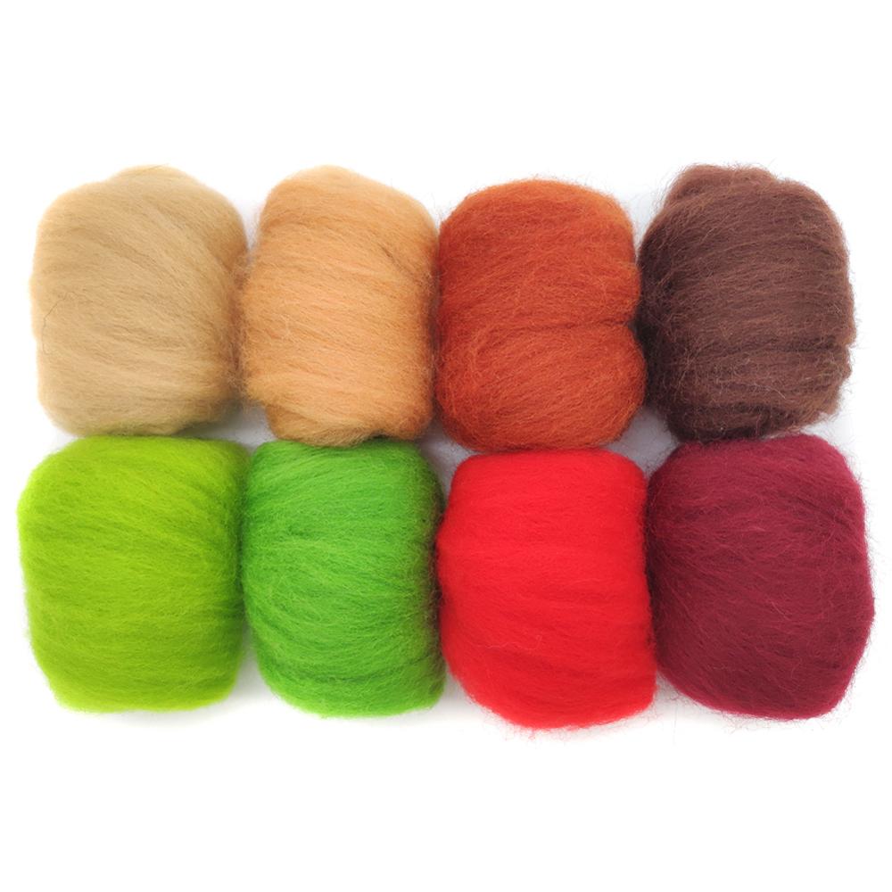 Needle Felting Kit 10g x 8 Color Total 80g Merino Eco-friendly Natural with Needle Felting Needles , Needle Felting Mat (NO.13)