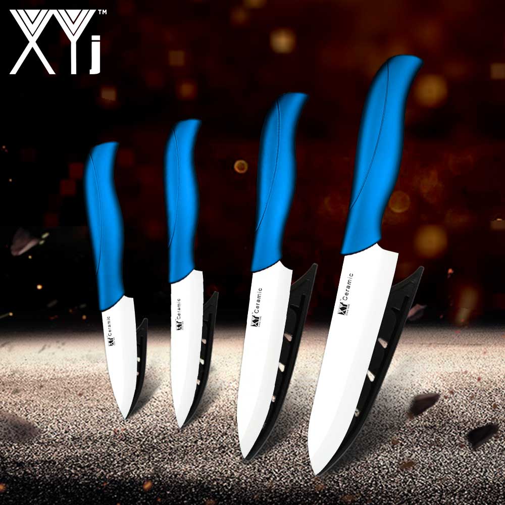 XYj-cuchillo de cerámica para cocina, juego de cuchillos de óxido de circonio para cocina, antibacterias, vegetales, de alta gama: blue white
