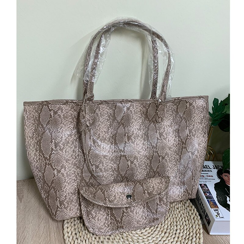 TOPHIGH Krokodil aufbringen Frauen Handtasche Strauß/Schlange Frauen Schulter Tasche Quaste Tote Große Kapazität Einkaufstaschen: Schlange Aprikose