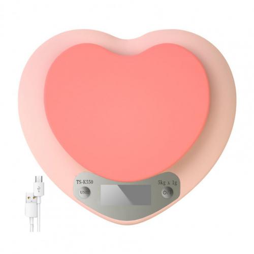 5KG Kitchen Digital Scale 3 Units Conversion Weighing Food Clear Scale Pink Heart Shape Food Diet Scale for Home: Chargeable