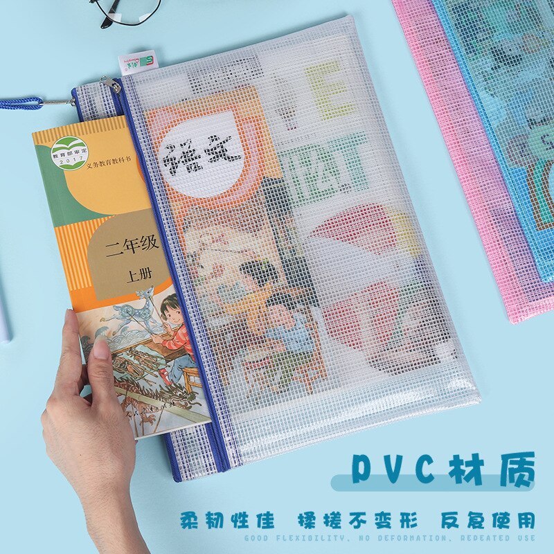 Double Zipper Plastic Folder File Envelope A4 A5 A6 B5 Poly Stationery Storage Waterproof PVC Organizer Bag