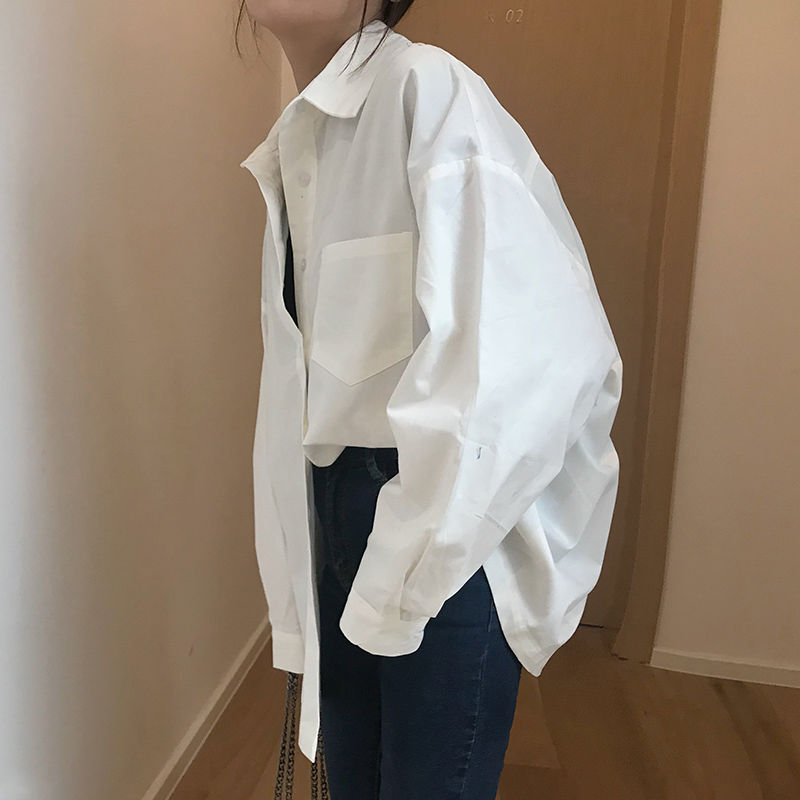 Blusa para mujer, camisas negras de manga larga, Tops y blusas para mujer, Harajuku liso Simple, combina con todo, clásica coreana informal