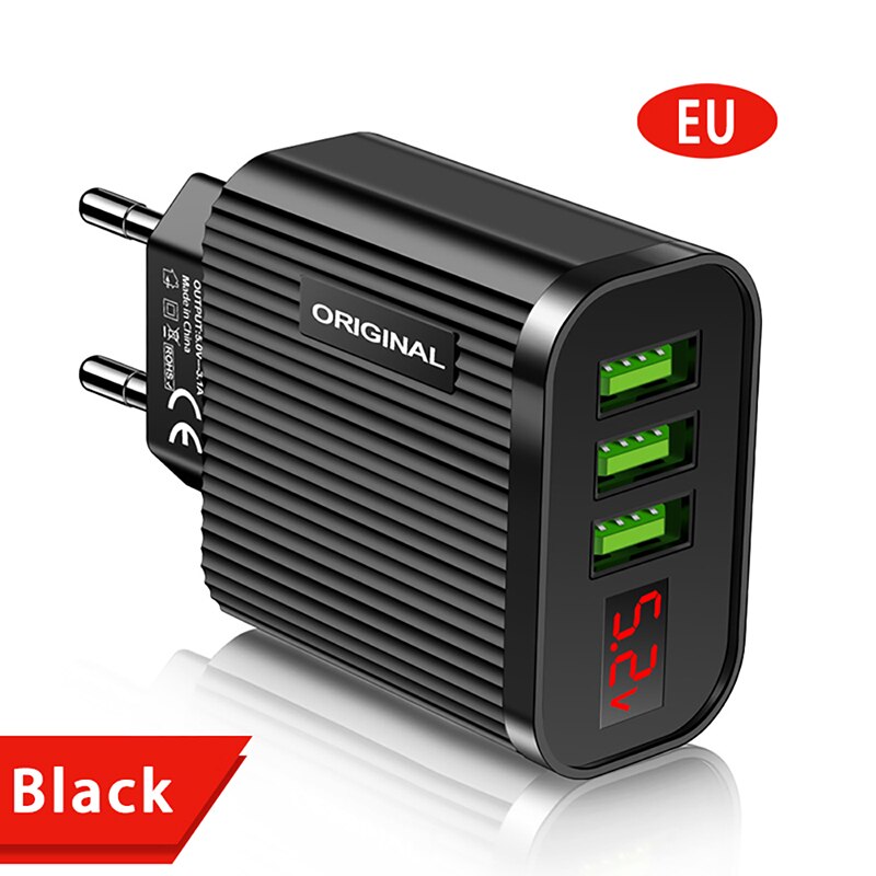 Cargador rápido de teléfono móvil, Cargador USB 3,0 de carga rápida, 5V/3A, enchufe europeo/estadounidense, para iphone 13, 12 Pro, Samsung S8, S9, Xiaomi: Black EU USB Charger