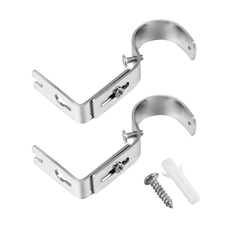 2pcs Durable Convenient Useful Curtain Rod Brackets Curtain Rod Holders Drapery Rod Bracket for Inside Indoor Home: Silver
