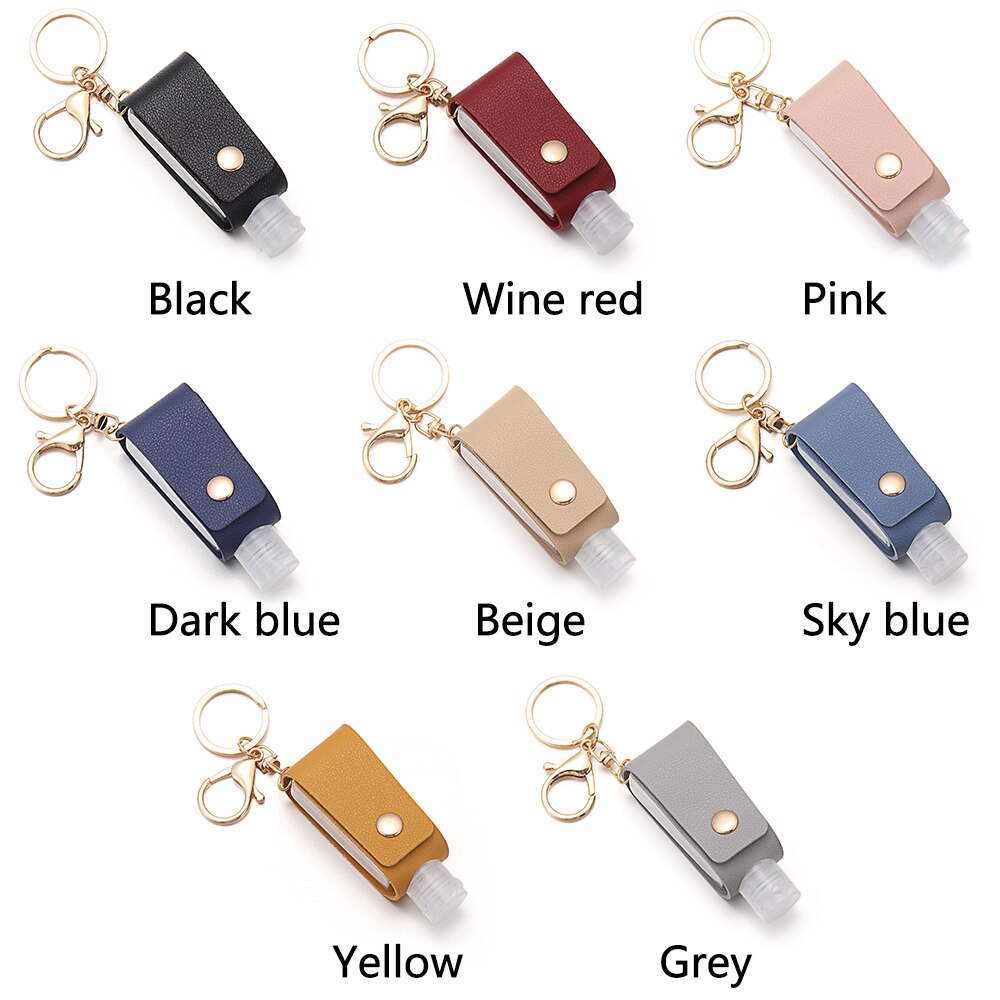 Empty Refillable Bottles Keychain Holder Reusable Lotion Squeeze Tube Soap Containers Leather Pouches Travel Accessories