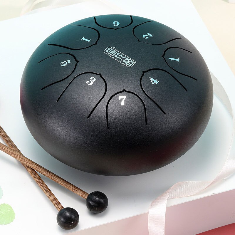 Natur Stahl Trommel Bausatz Zunge Trommel 6 Zoll 8 Melodie Stahl Hand Pfanne Trommel Panzer Trommel Schlagzeug Instrumente Handpan FK88: Schwarz
