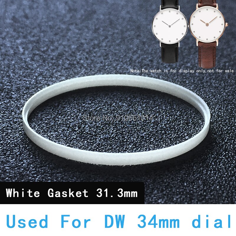Guarnizione per orologio nera bianca DW 37.6 33.8 33.6 31.3 30.3 29.5 23.6mm diametro utilizzato per cassa frontale vetro rondella di plastica orologio sostituire parte: bianca 31.3mm
