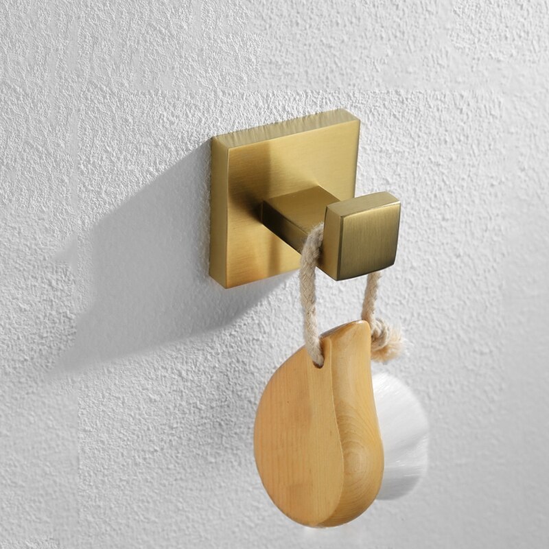 Accesorios de baño de oro cepillado, soporte de papel higiénico, gancho de pared, colgador de toalla, organizador de cocina de acero inoxidable, estante de barra de toalla