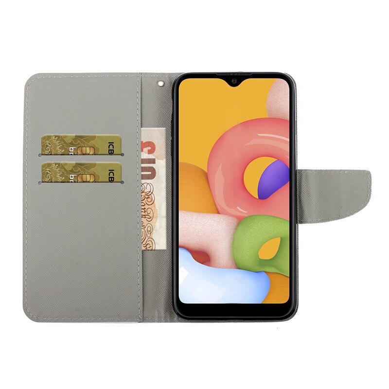 Leather Flip Case Op Voor Samsung Galaxy A01 Case Na Voor Samsung A01 Cover Galaxy Een 01 A015F Funda Portemonnee card Slots Telefoon Case