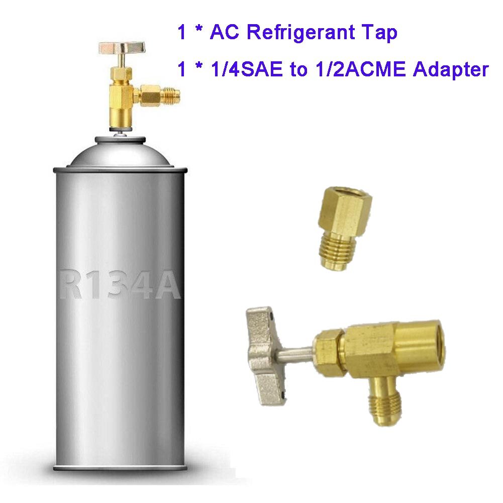 R134a Refrigerant Can Bottle Tap Tapper Opener Connector 1/4" SAE M16 Valve For All R-134a Cans With 1/2 ACME Threads