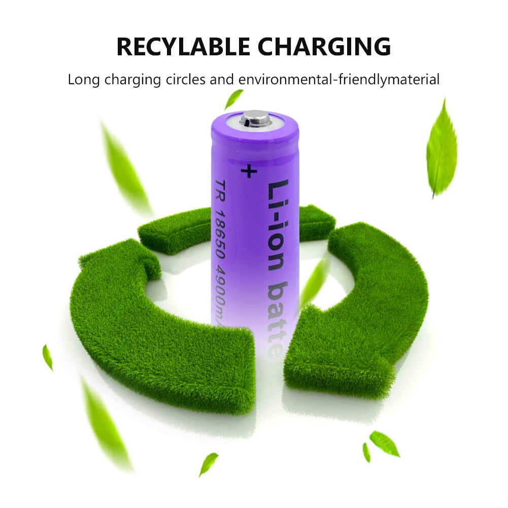 Rechargeable 18650 Battery 3.7V 4900mAh Li-Po Lithium Li-polymer Li-ion Replacement Batteries For LED Flashlight Torch