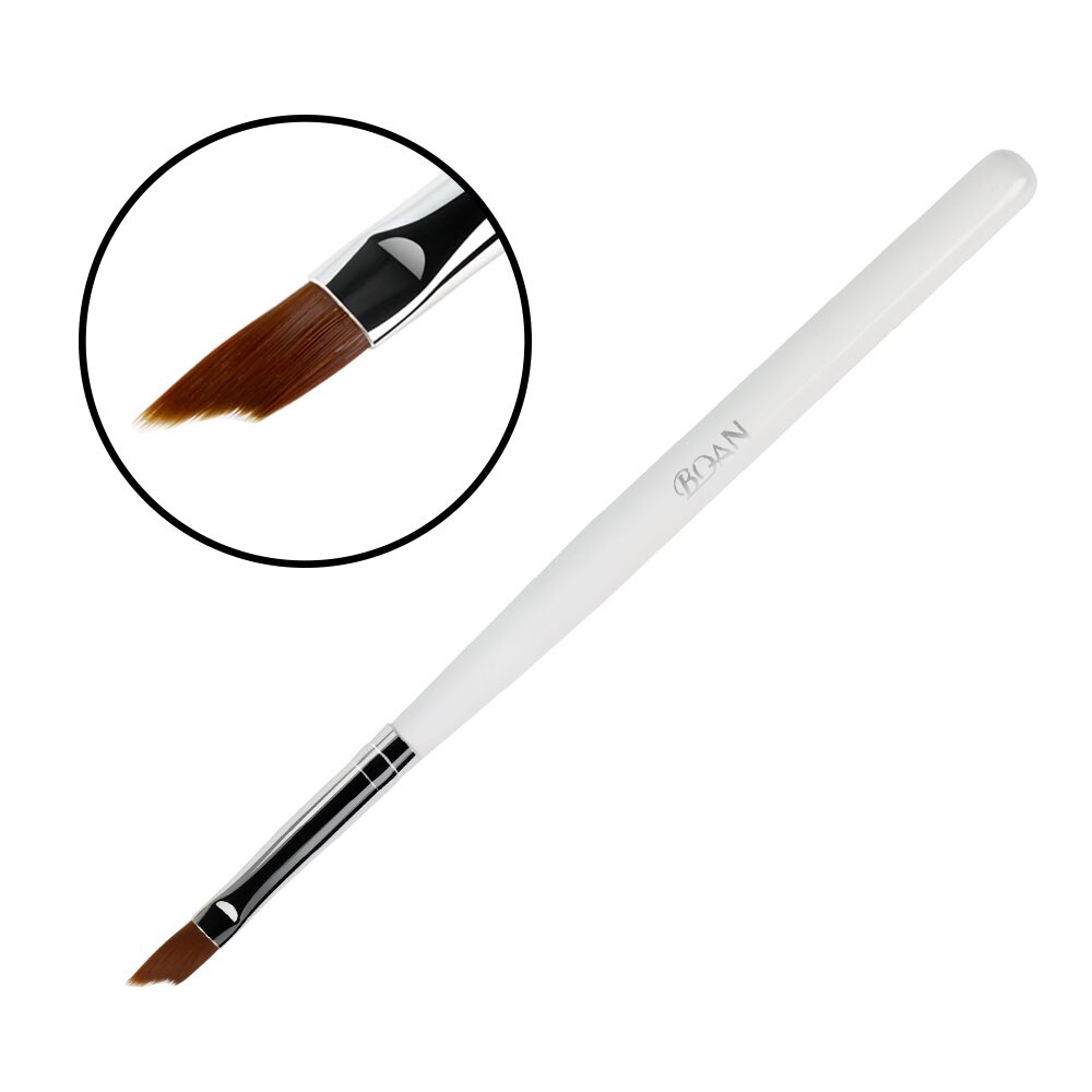 Bqan 1Pc #6 Nail Franse Borstel Uv Gel Nail Schilderij Tekening Polijsten Franse Tips Half Moon Manicure pen: White