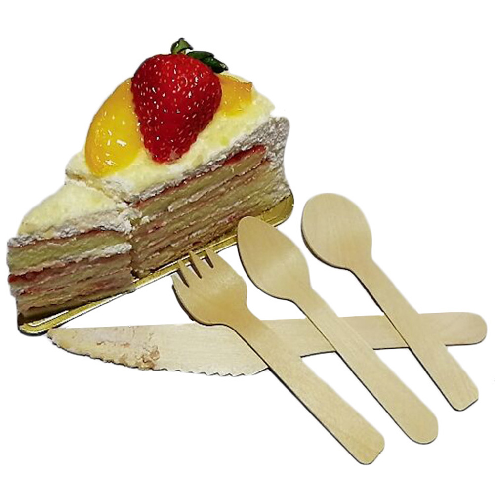 100 stuks Wegwerp Houten Vorken Hout Spork Servies Feestartikelen voor Cake Dessert Kaas