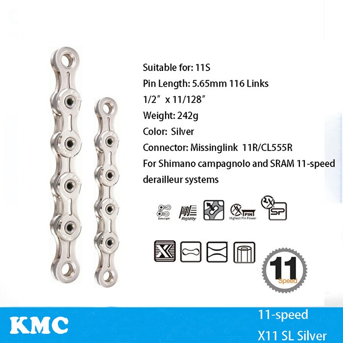 KMC Bicycle Chain X8 X9 X9sl X10 X10sl X11SL X12 Bike Chain For Shimano/SRAM 8 9 10 11 12 speed 116L MTB Road Cycing Chains part