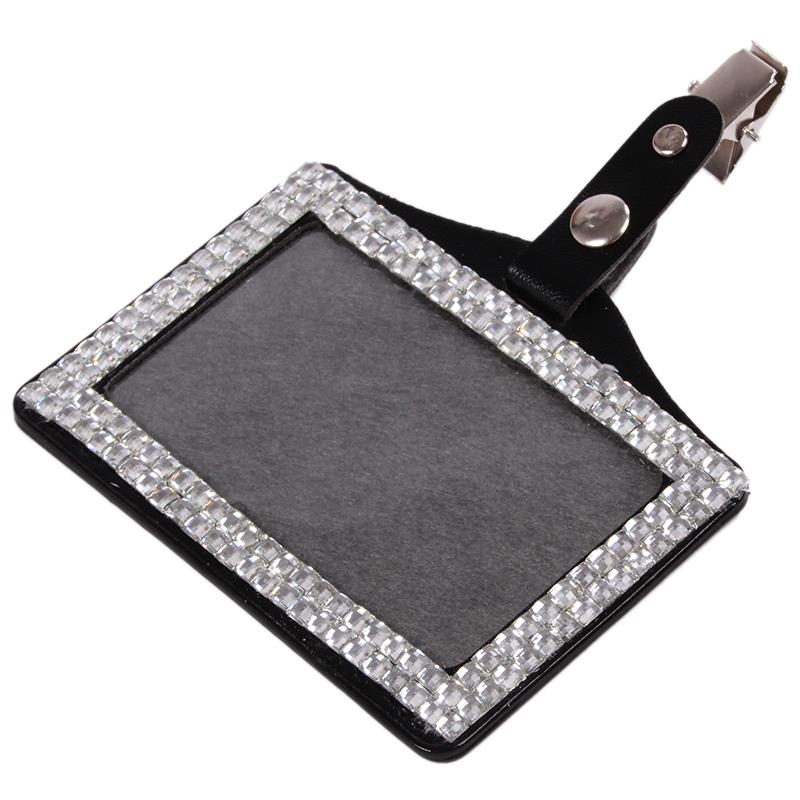 5 Colors Rhinestone Bus IC Card Holder With Clip Employee Identity Card Badge Crystal Work Unisex ID Card holder Case