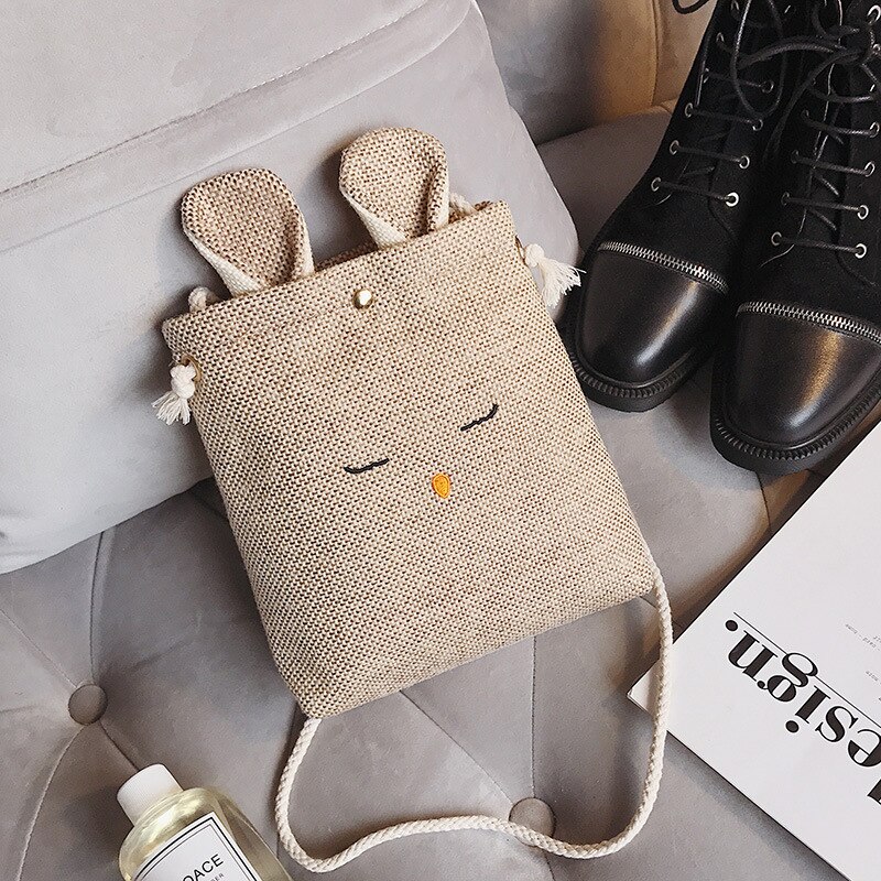 Mode Kleine Verse Kat Oor Linnen S Bag: Khaki