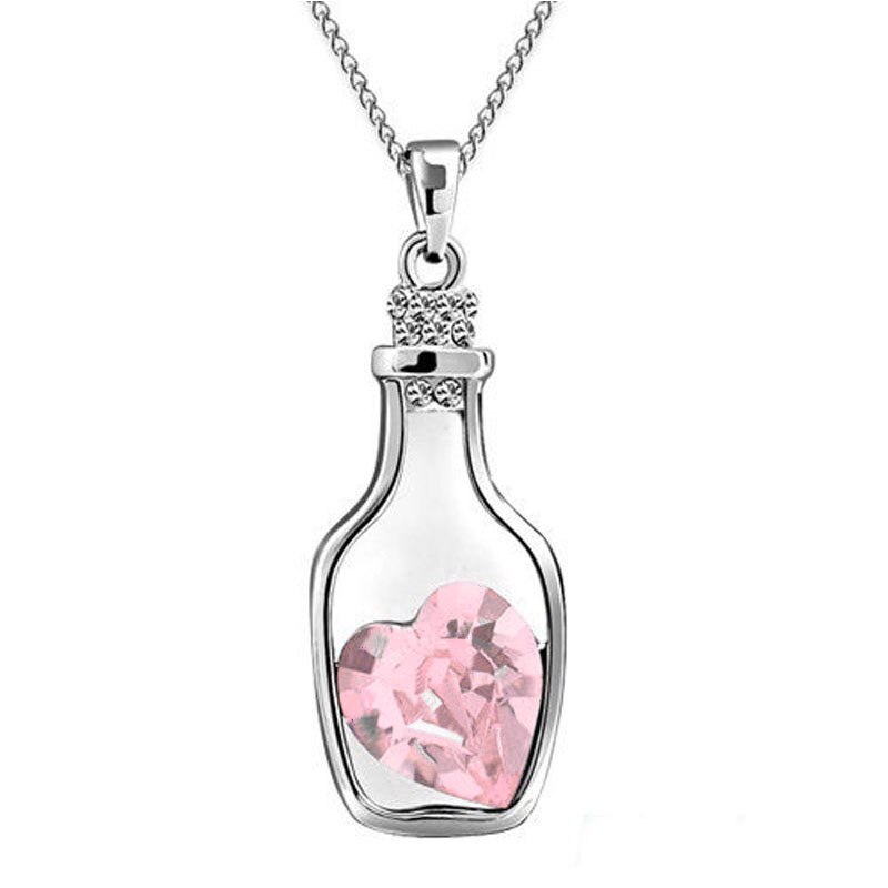 Drifting Fles Ketting Vrouwen Hartvorm Kristallen Hanger Sieraden Liefhebbers Choker Vriendinnen Verjaardag Keten Ketting: 08