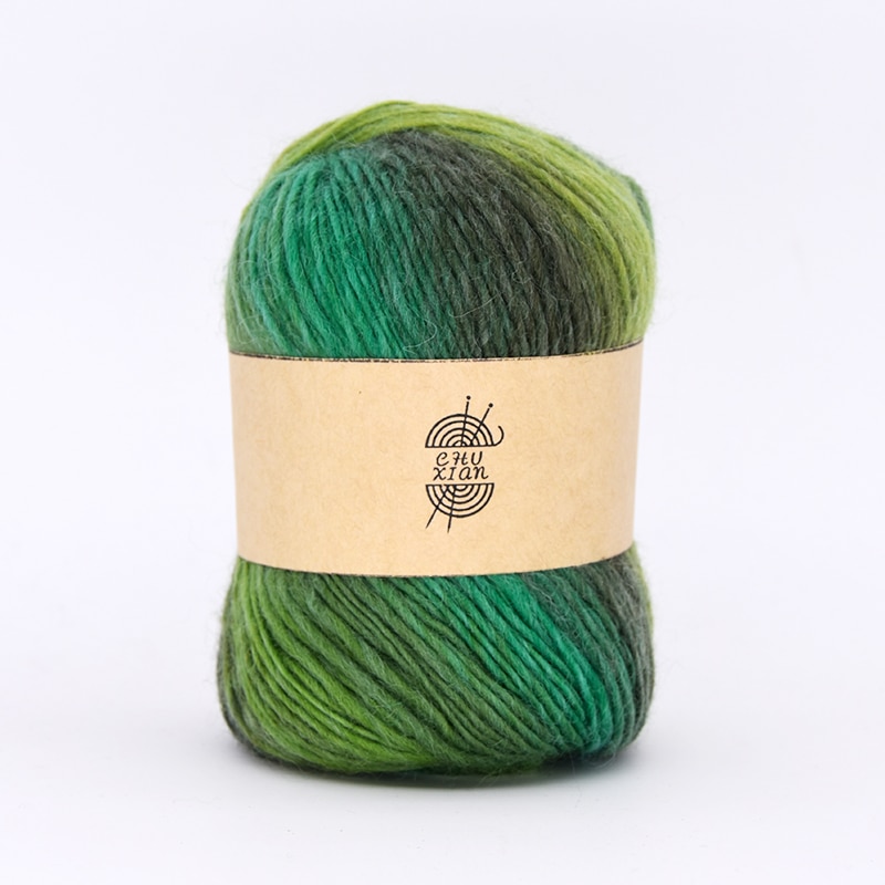 50g/ kugle lang regnbue uld farvning ren uld garn dame sjaler tråd uld hat frakke