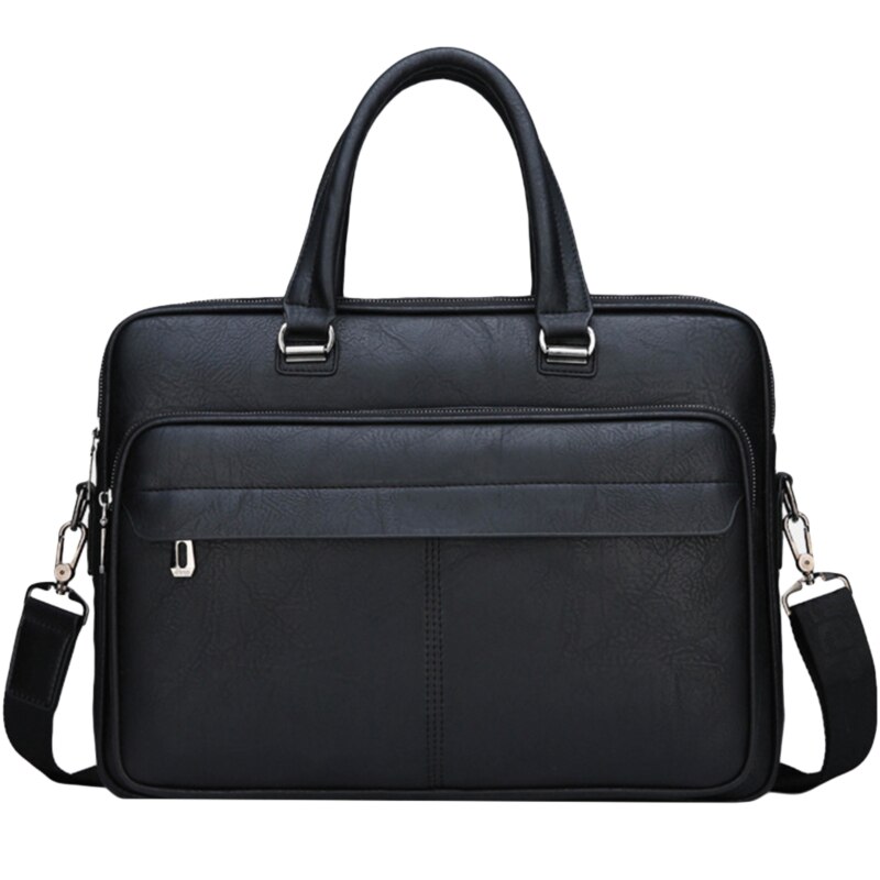 LKEEP Men Briefcase Bag Business Famous Brand Leather Shoulder Messenger Bags Office Handbag Laptop: black