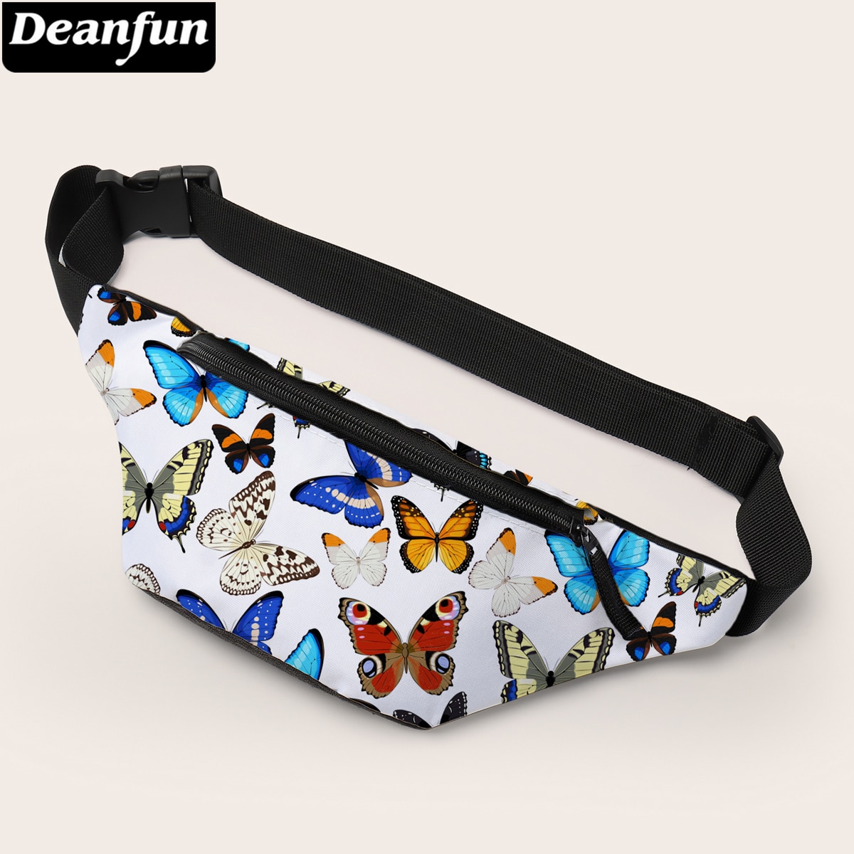 Deanfun 3d printing fanny pack dragkedja rese midjeväskor färgglada fjäril dam rumpa väska 18011