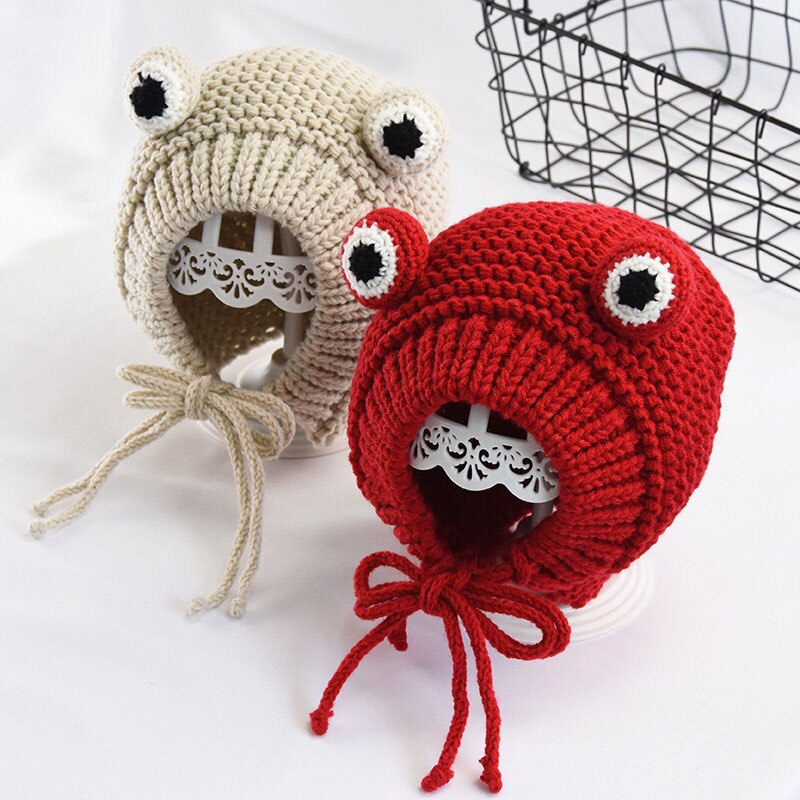 Cute Frog Dog Hat Cozy Crochet Dog Hat Warm Winter Dog Hat Puppy Hat Small Knitted Dog Hat Costume Knit Cap for Large Dog