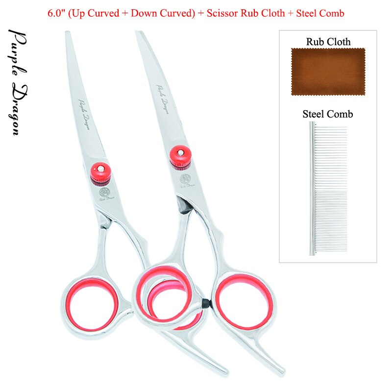 Purple Dragon 6.0" Dog Grooming Scissors Stainless Steel Pets Straight Curved Scissors Thinning Shears Dogs Hair Clippers B0001B: B0001B-14-60