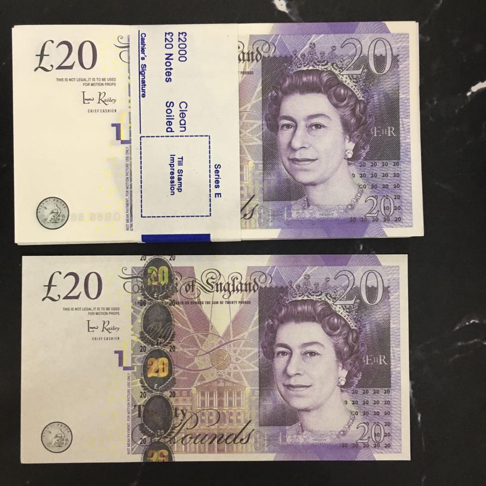 Atacado euros papel dinheiro notas de ouro prop dinheiro papel 10/20/50 euro bills preços nota bancária presentes: 20 poond (100pcs)