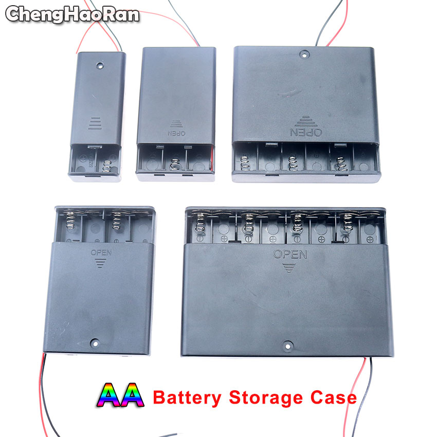 Chenghaoran 1 stück 2 3 4 6 8 steckplätze aa-batteriehalter aufbewahrungsbox mit schalter & deckel aa-batterie standardbehälter
