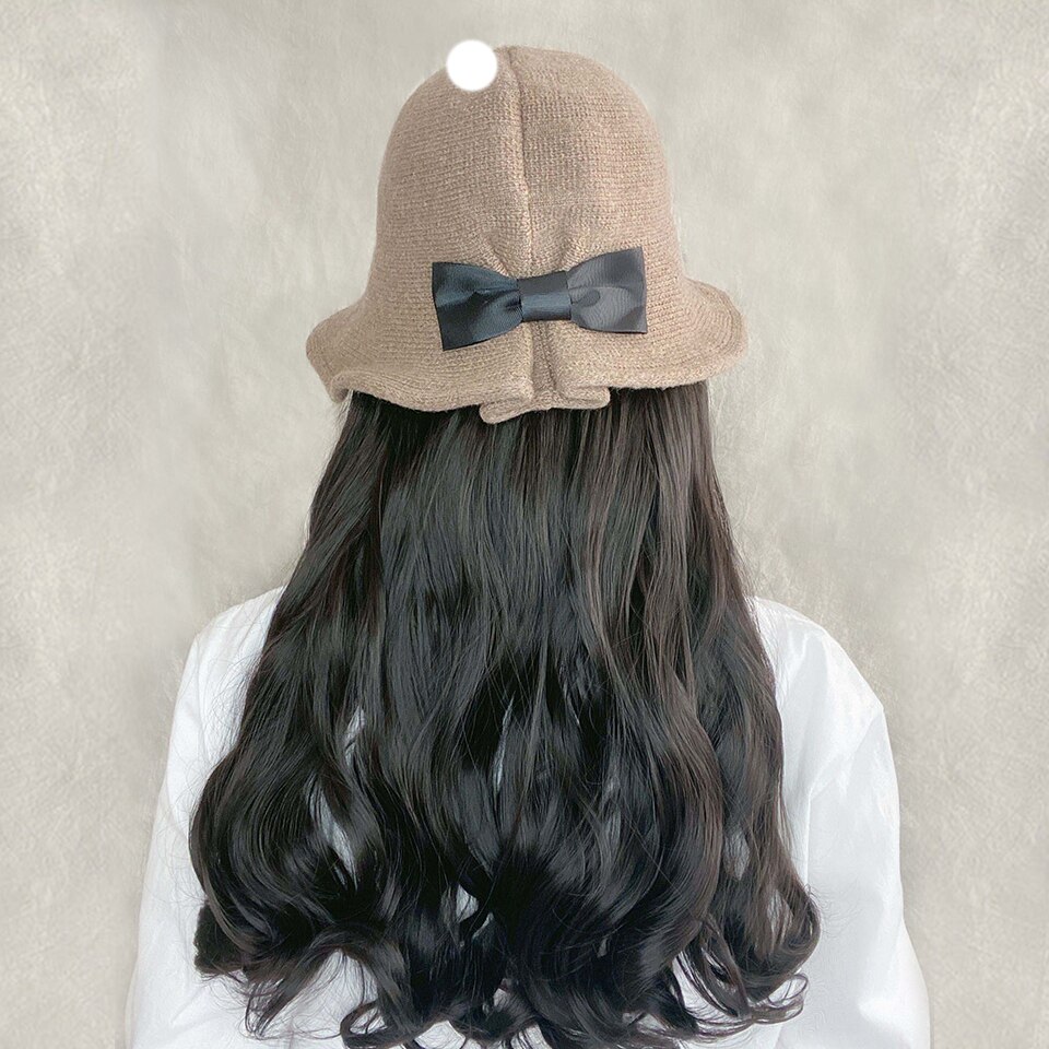 HUAYA chapeau perruque synthétique Long ondulé bouclé chapeau de pêcheur Extensions de perruque femmes résistant à la chaleur fibre quotidien faux cheveux chapeau