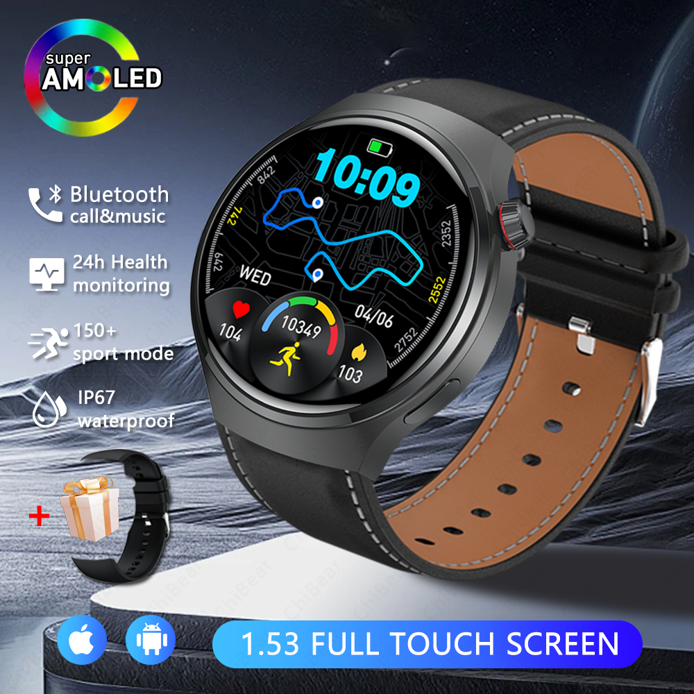 Relógio gt4 relógio inteligente homem mulher 360*360 tela hd freqüência cardíaca150 + modo esportivo bluetooth chamada pista de fitness à prova dwaterproof água smartwatch: Azul