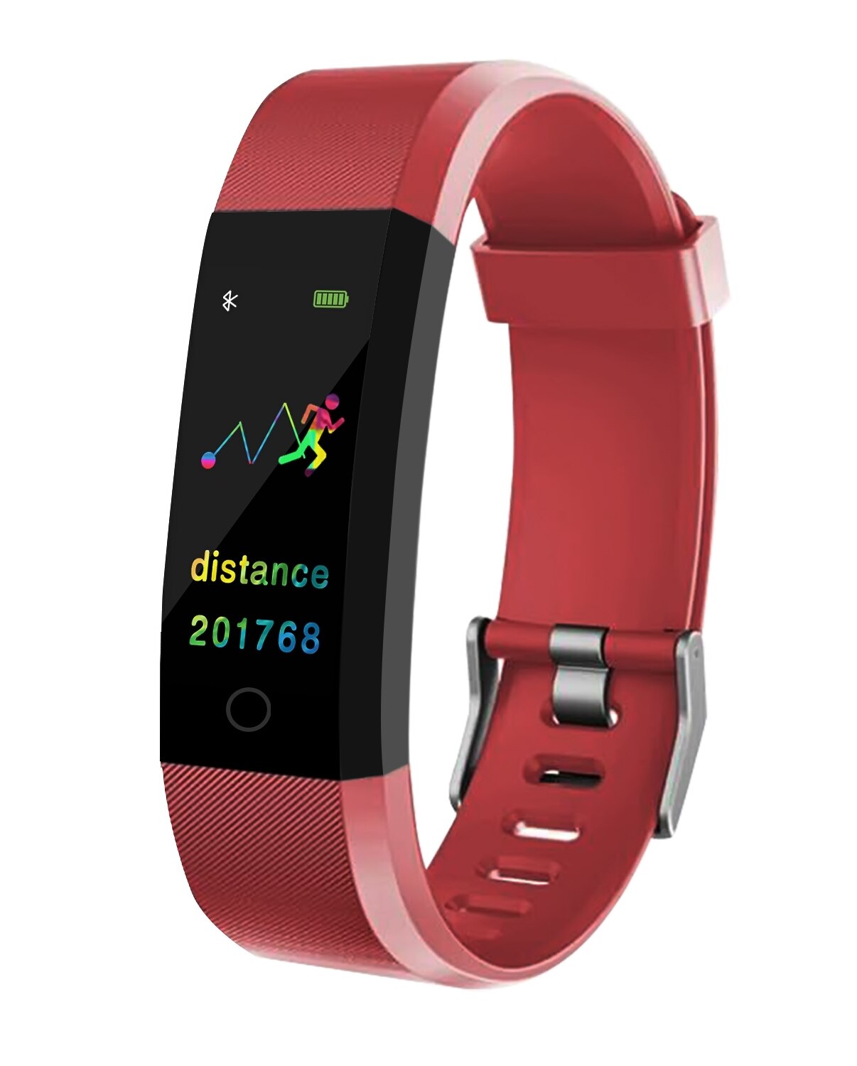 Smart Wristband Fitness Bracelet Band 0.96" Touch Screen LCD Message Heart Rate Time Smartband IP67 Waterproof Wrist Band: Red