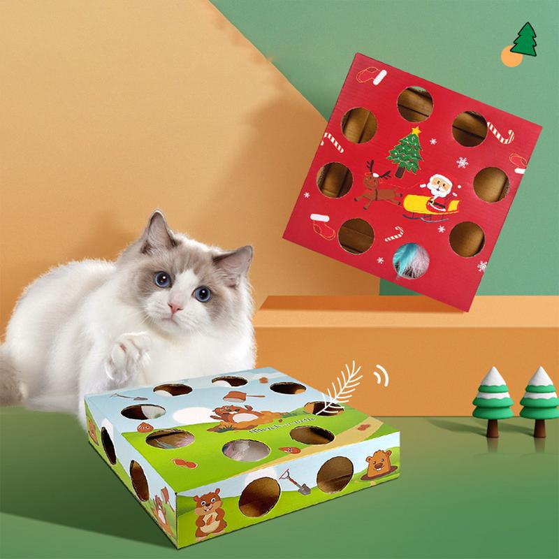 Interactive Cat Toys For Indoor Cats Automatic Cat Toy Feather Rotation In Multi Holes Maze Cat Puzzle Toy Fun Smart Teaser Toy