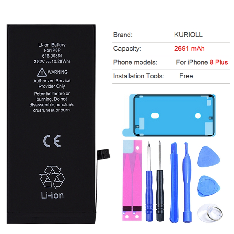 Kurioll Originele Batterij Voor iPhone 6 6G 6S 7 8 Plus batarya Vervanging Real Capaciteit Mobiele Telefoon Bateria voor iPhone Batterij: For iPhone 8 Plus