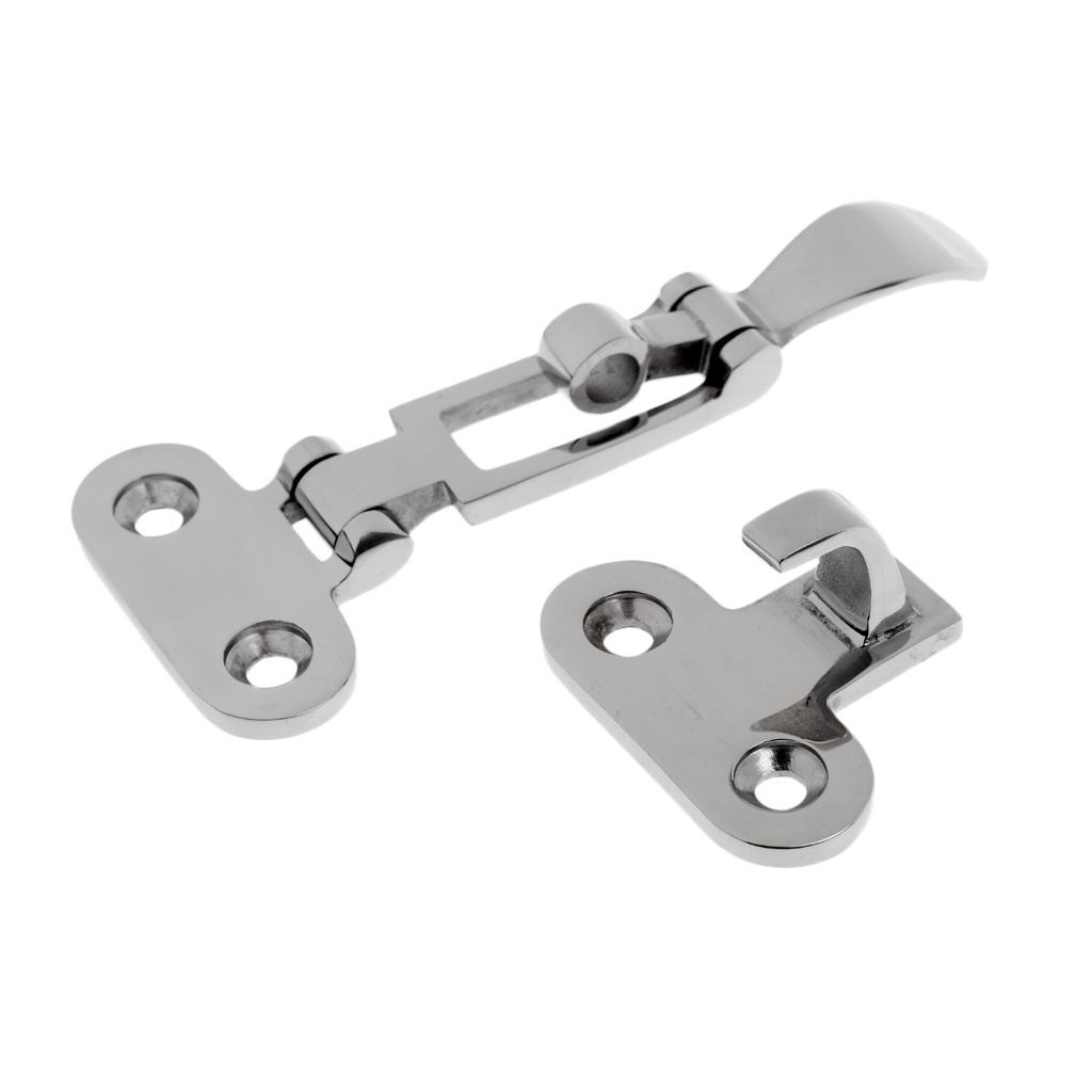 316 Stainless Steel Lockable Latch Marine Boat Door Lock Latch Catch Anti-Rattle Fastener Clamp, 4.3 x 2 inch