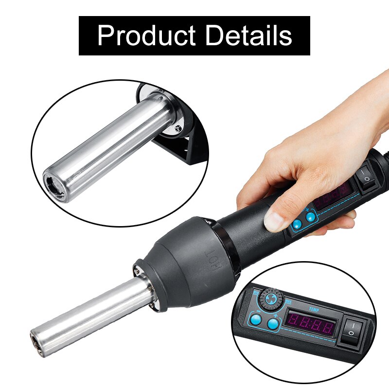 650W Soldering Station Portable Digital Air Gun BGA Rework Solder Station Air Blower Heat Gun with 3 Air Nozzles