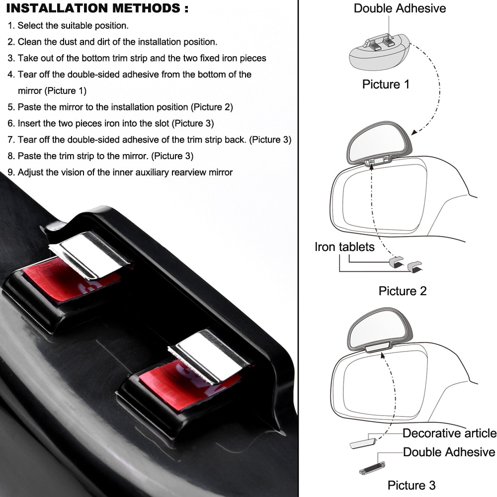 YASOKRO miroir de voiture 360 degrés réglable grand Angle rétroviseurs latéraux Angle mort Snap way pour parking rétroviseur auxiliaire