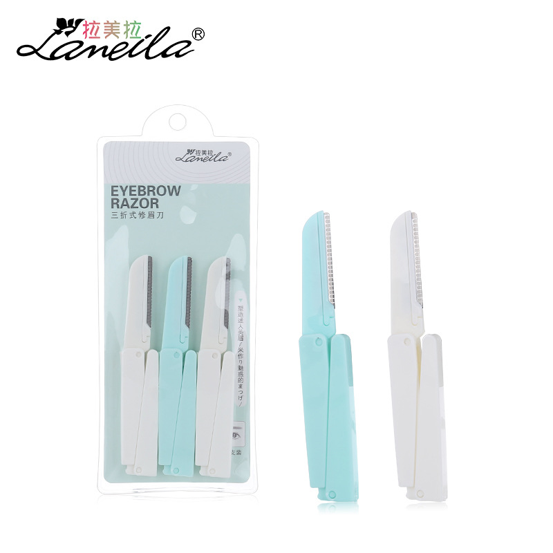 3 unids/set de afeitadora de cejas portátil, herramienta de corte de acero inoxidable
