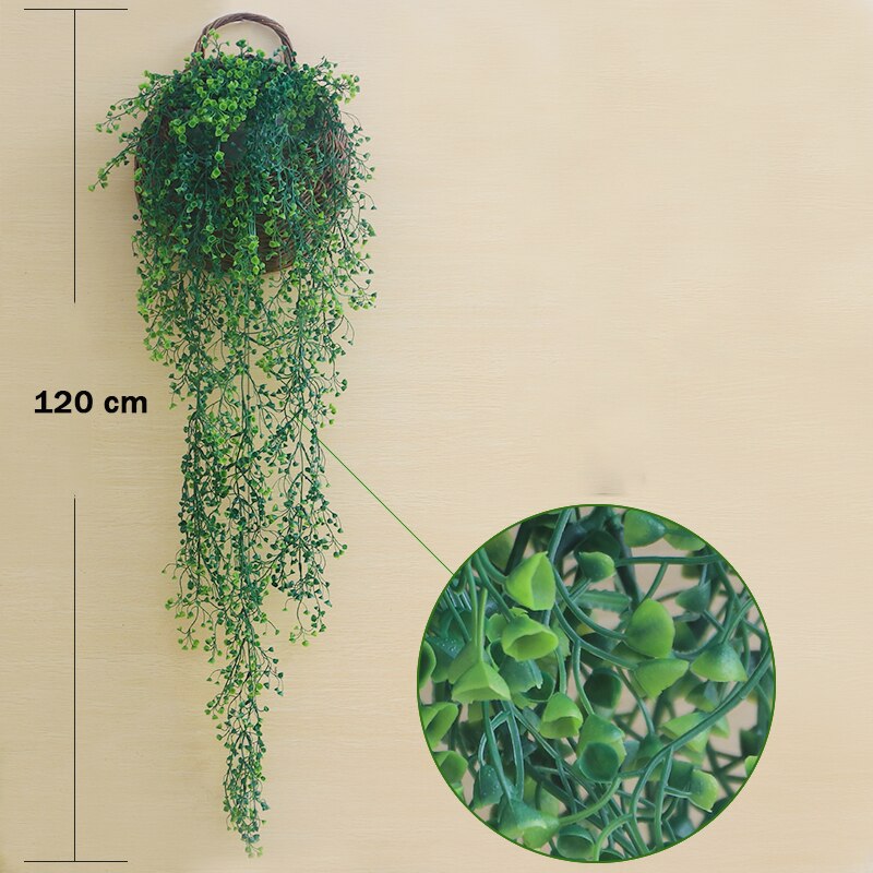 2PCS Artificial Hanging Plants Gypsophila 120CM PP Plant Greenery Green Leafs wall decor bathroom accessories: SMTJZL006