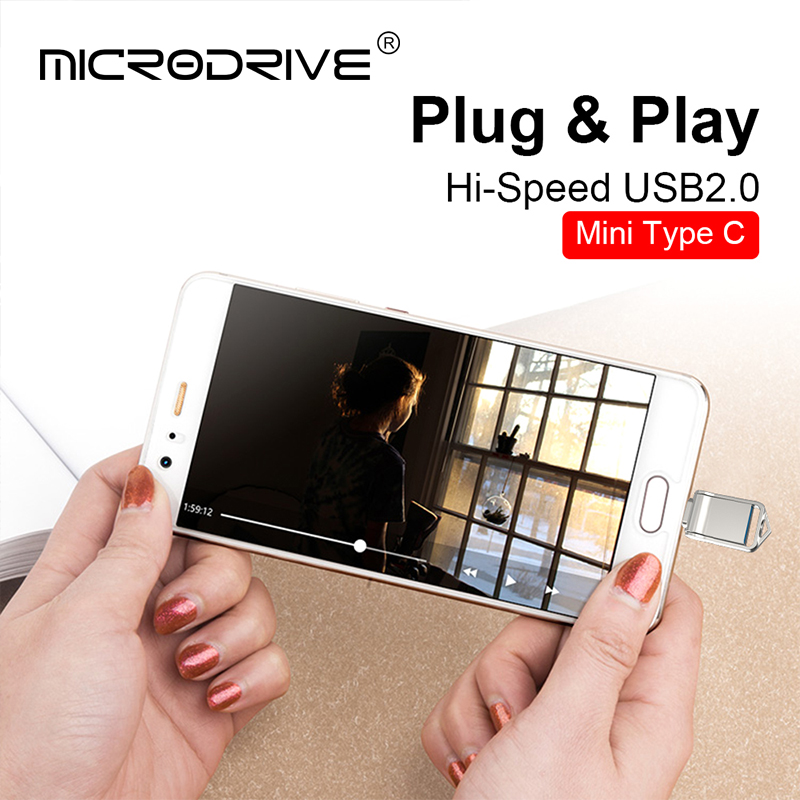 Mini unidade flash USB 2.0 ultra dupla tipo C 32GB 64GB 128GB Memory Stick Thumb Drive U Disk
