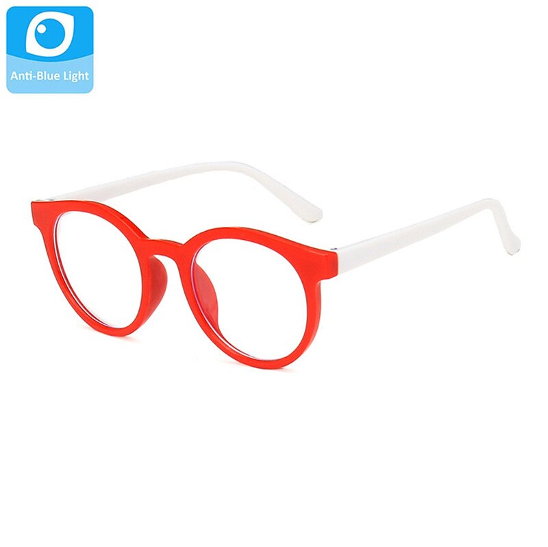Gafas de protección contra luz azul redonda ultraligera, montura para niños, lentes transparentes, gafas para niños, gafas para niños, gafas para niñas: RW