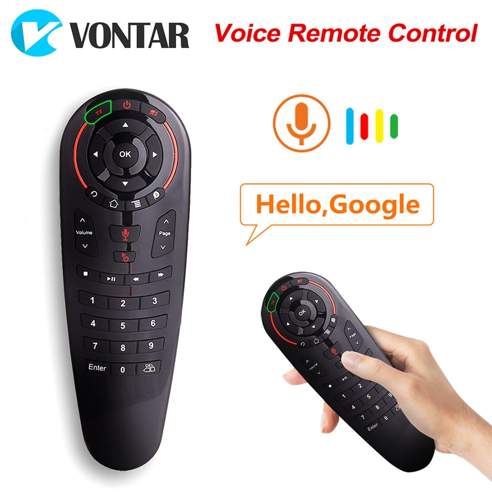 Télécommande g30 voix,  g30s souris aériennes, 2.4g mini claviers sans fil, gyroscope d'apprentissage infrarouge, assistant google pour android tv box pc