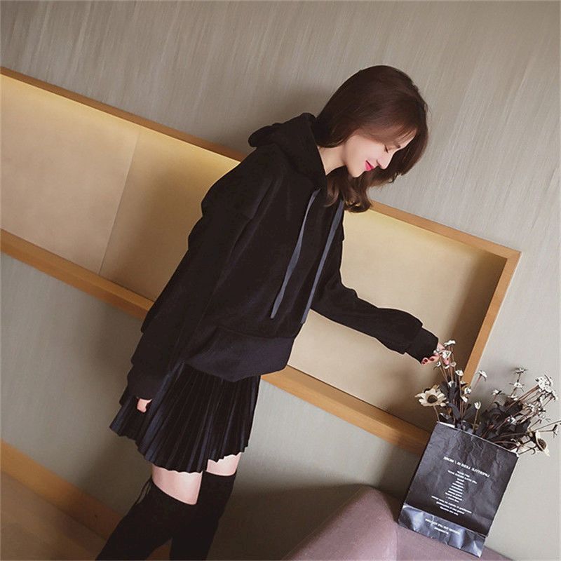 Mode Hoodies Sets Vrouwen Oversized Herfst Winter College Stijl Korte Rok Past Plus Fluwelen Dikke Hoodie Rok Tweedelige set