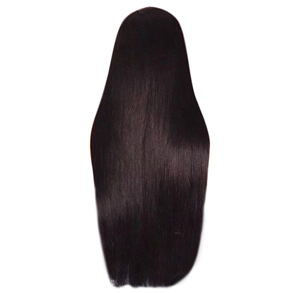 Largo negro recto pelucas peluca para mujer afroamericana Peluca de pelo sintético con flequillo negro Natural del pelo recto pelucas para mujeres # g30