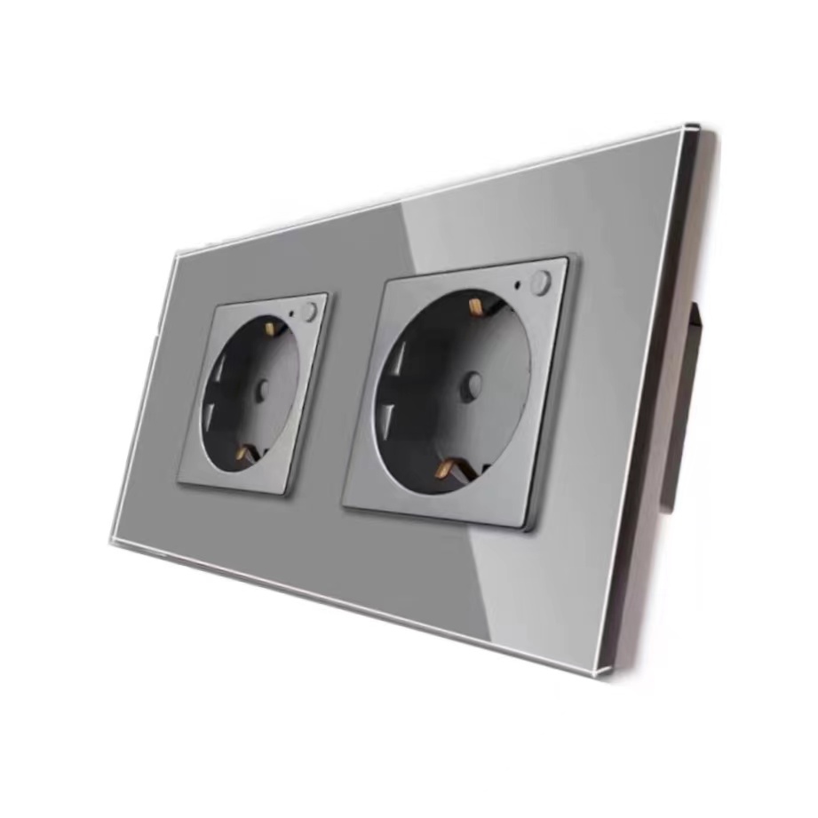 Bingoelec Smart Home Grey Smart Switch and Wifi Socket Power Monitor with Crystal Glass Panel Home Improvement