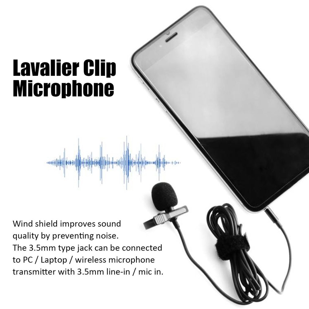Draagbare Externe 3.5mm Lavalier Microfoon handsfree Mini Wired Clip-on Revers Lavalier Microfoon Voor Pc Laptop